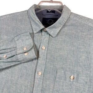 EVEN TIDE Mens Slim Fit Large Long Sleeve Button Down Shirt Linen Cotton Blend